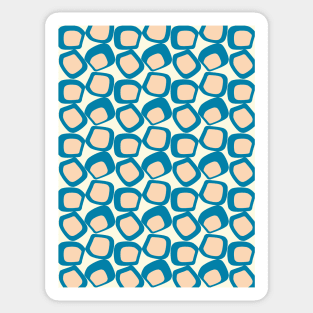 Mid Century Modern Funky Shapes Celadon Blue, Peach Sticker